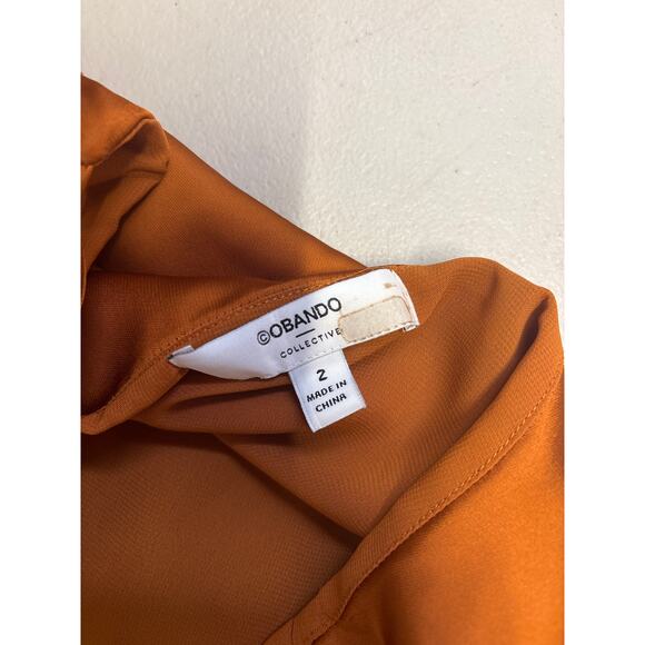 RTR sz 2 Obando collective copper silky one shoulder sleeveless maxi gown solid - Picture 3 of 7